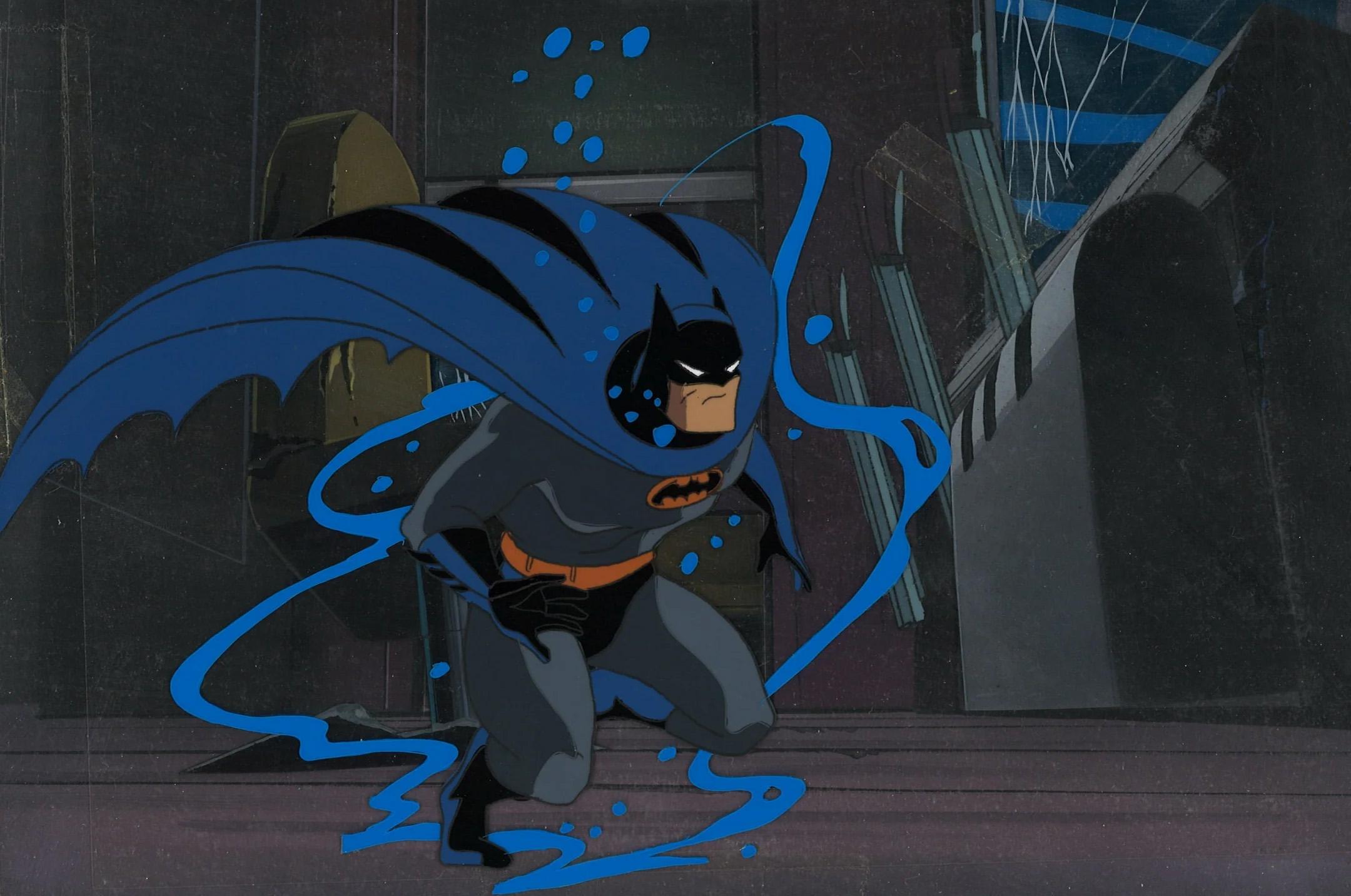 Batman Animated Series Original Production Cel On Original Background: Batman - Art by DC Comics Studio Artists