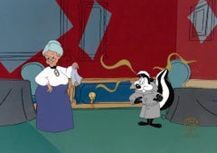 Vintage Looney Tunes Original Production Cel: Granny, Pepe, and Tweety