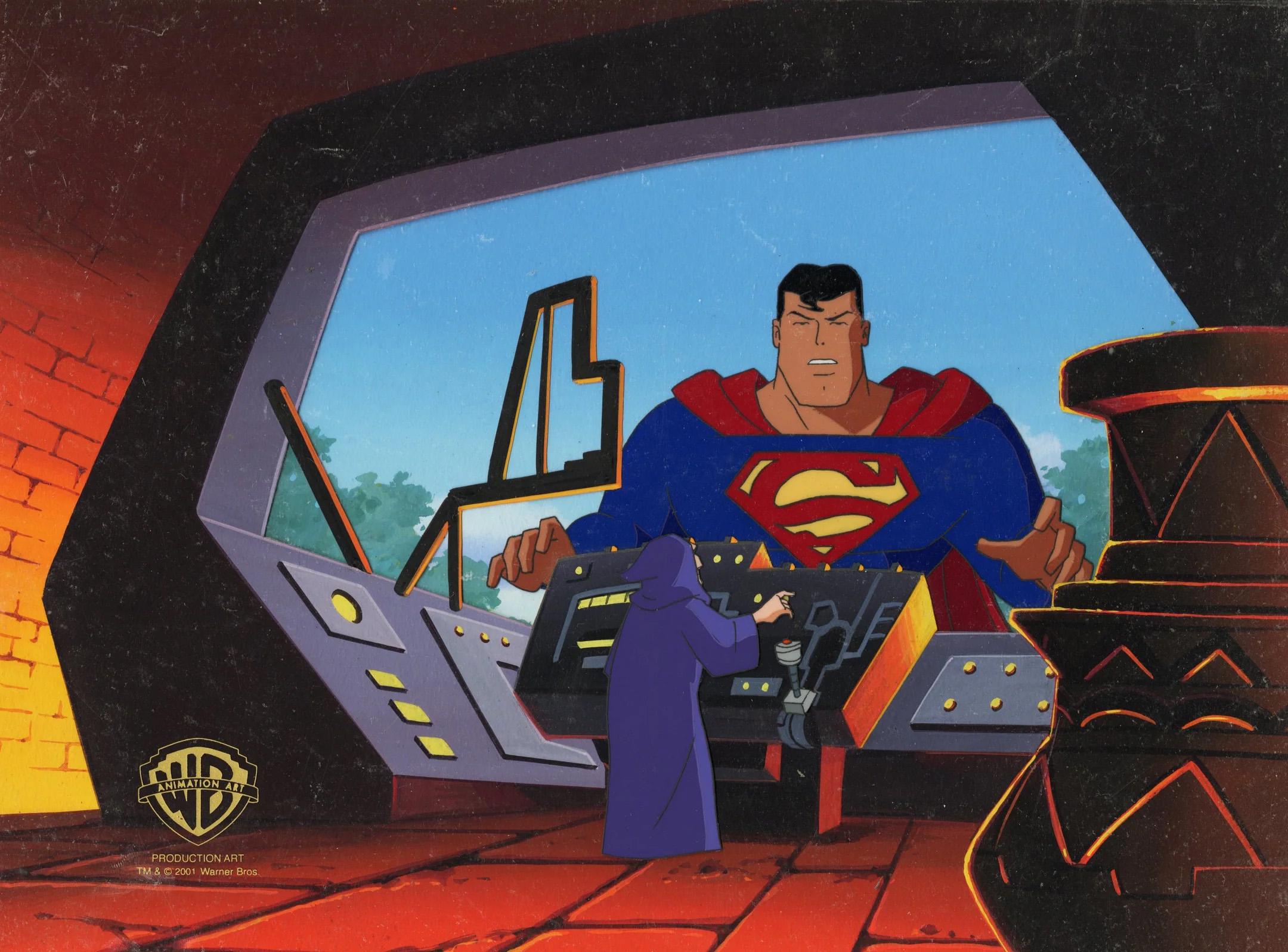 Superman the Animated Series Original Cel & Background: Superman, Desaad - Art by DC Comics Studio Artists