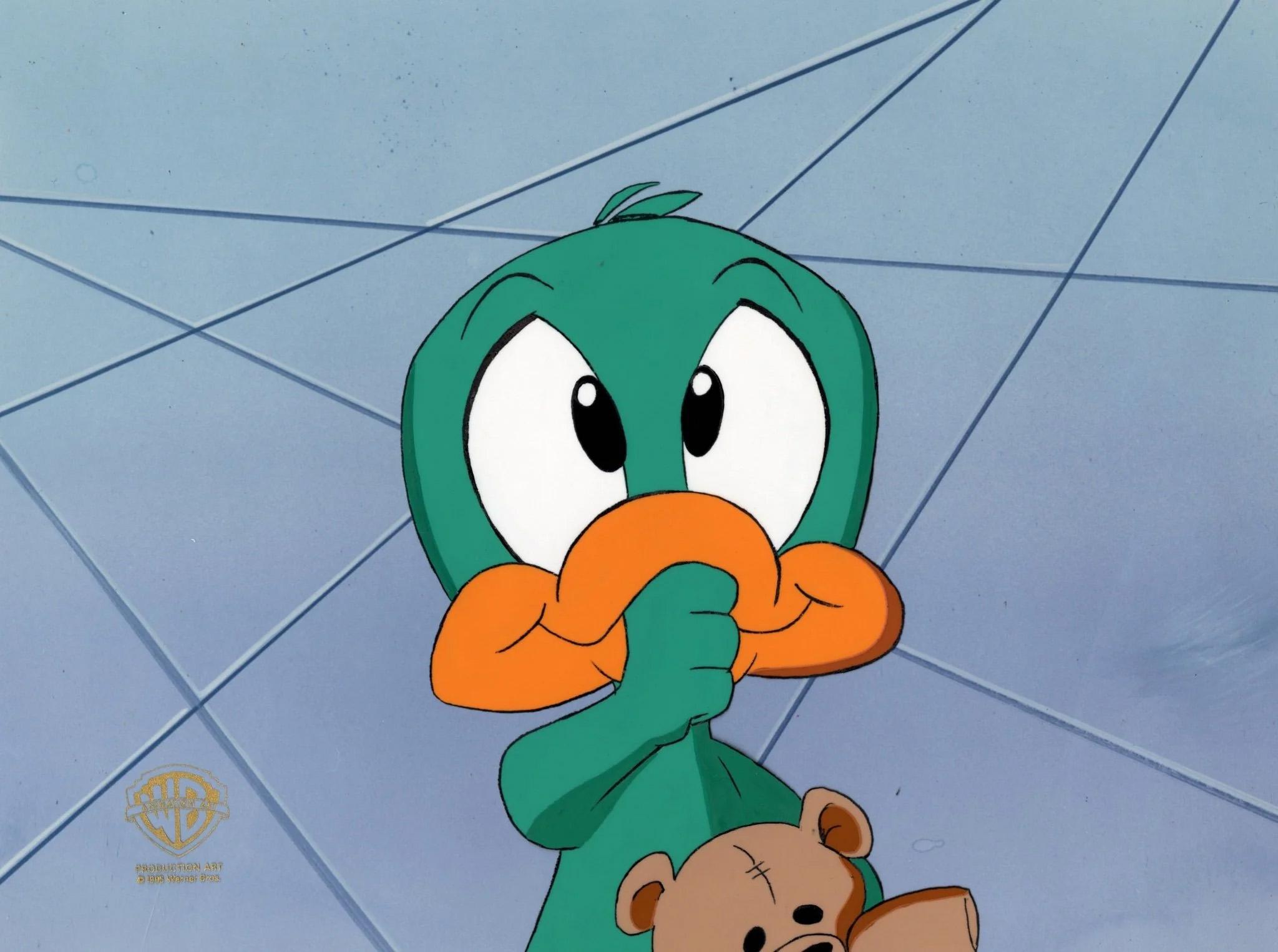 Tiny Toons Original Production Cel with Matching Drawing: Baby Plucky Duck - Art by Warner Bros. Studio Artists