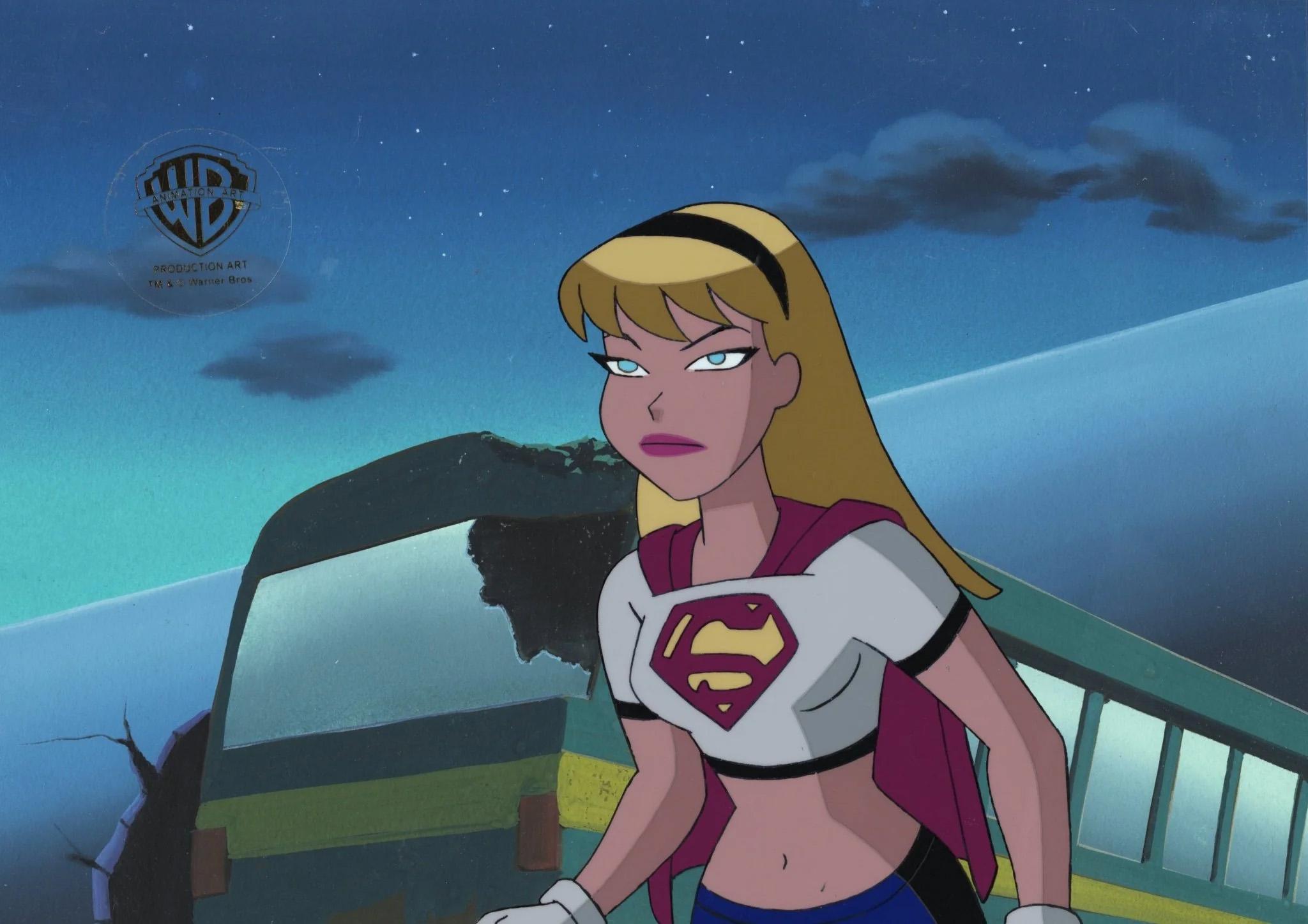 Superman the Animated Series Original Cel & Original Background: Supergirl - Art by DC Comics Studio Artists