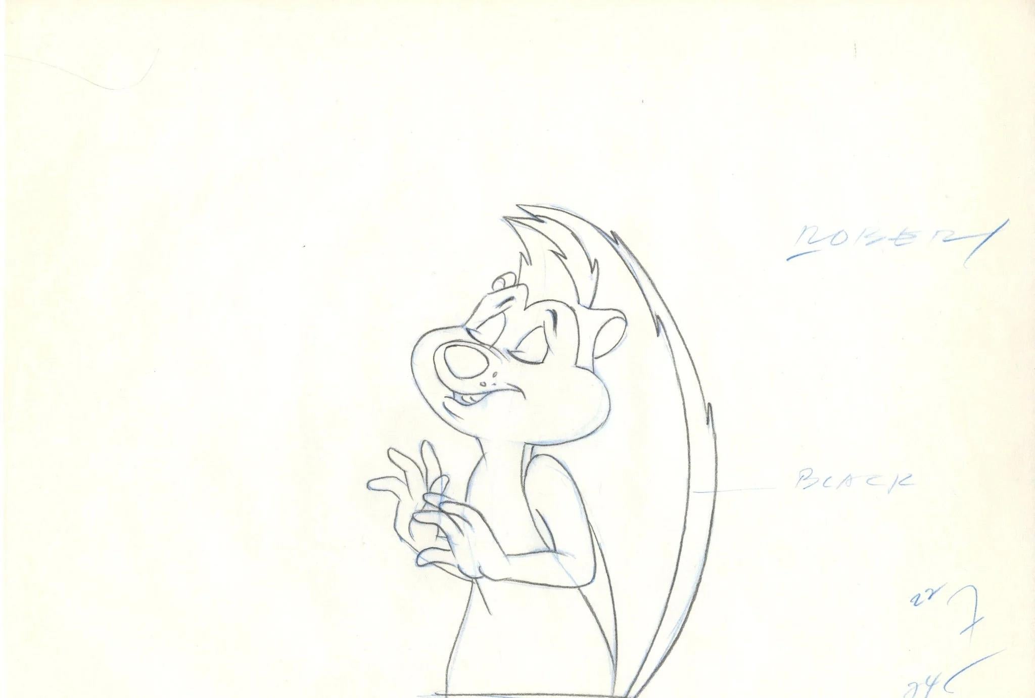 Looney Tunes Cel de production d'origine avec dessin assorti : Pepe - Pop Art Art par Looney Tunes Studio Artists