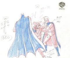 Batman The Animated Series Original Production Drawing: Batman, Robin, Scarecrow