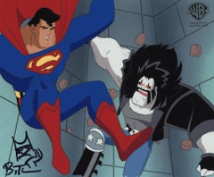 Superman Animated Original Cel w/ Drawing signed Bruce Timm: Superman, Lobo