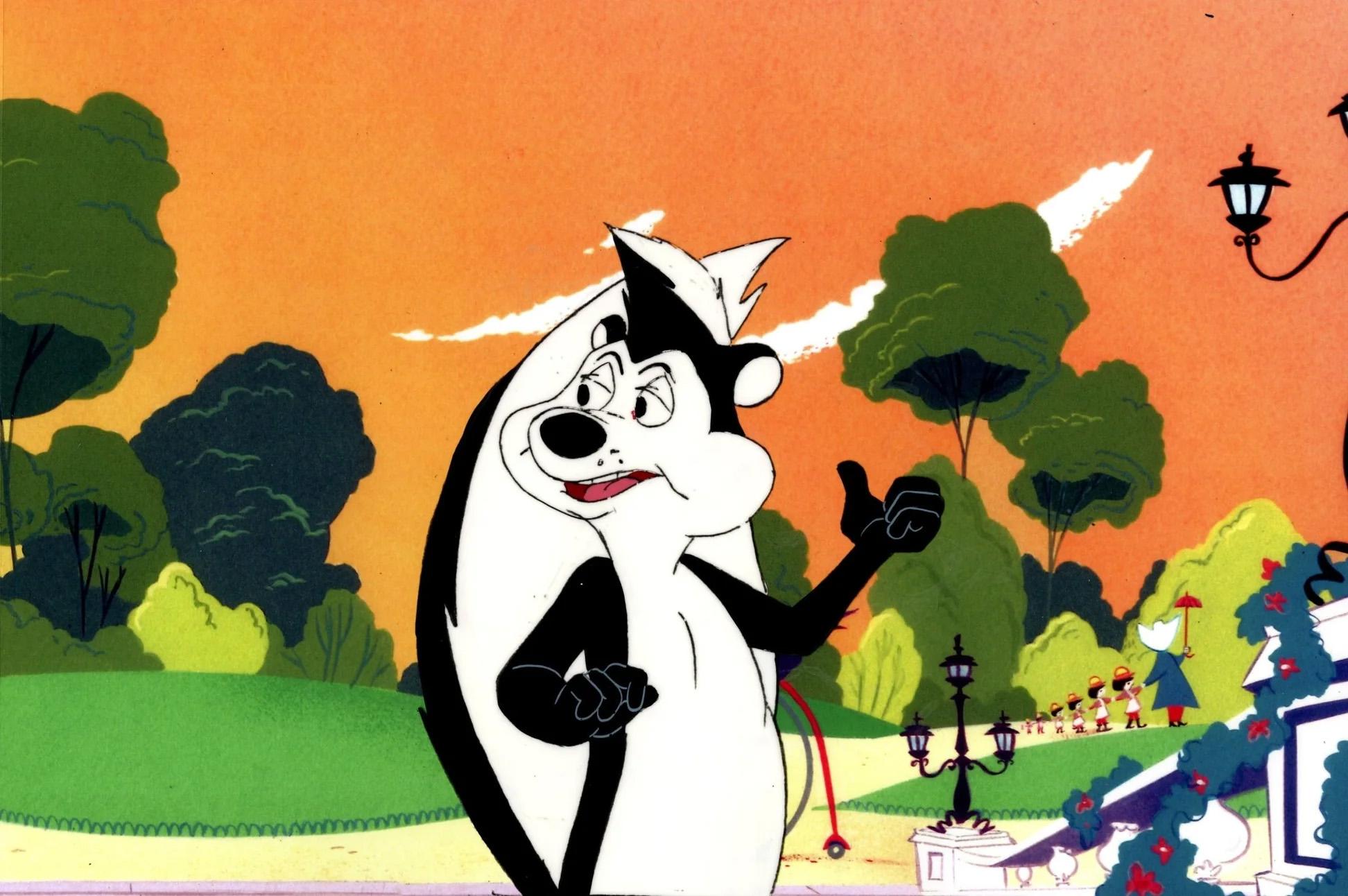 Cel originale della produzione Looney Tunes con disegno abbinato: Pepe - Art di Looney Tunes Studio Artists