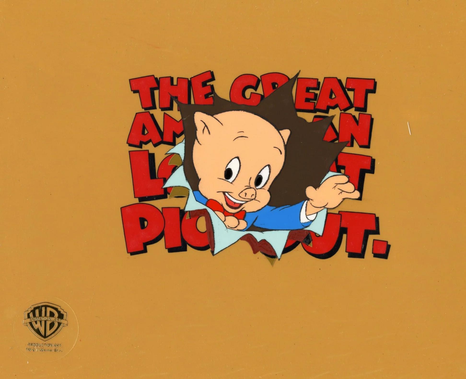 Looney Tunes Cel de production d'origine : Porky Pig - Art de Looney Tunes Studio Artists