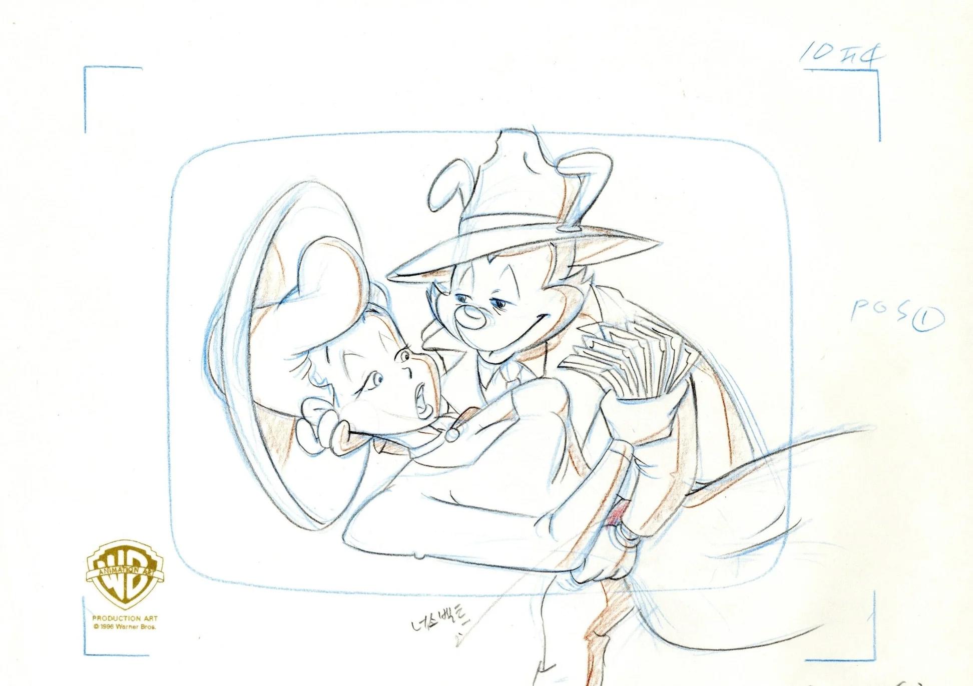 Animaniacs Original Production Layout Drawing: Hello Nurse and Yakko - Art by Warner Bros. Studio Artists