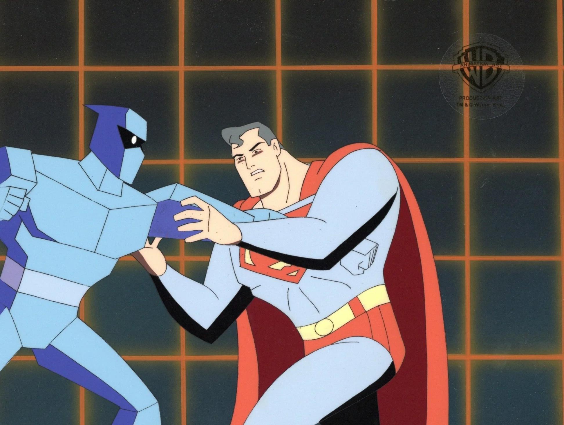 Superman Animated Series Original Cel & Background: Superman, Death Fist Ninja  - Art by DC Comics Studio Artists