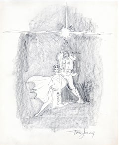 Affiche originale « Star Wars A New Hope : Luke/Leia », dessin d'un dessin signé par Tom Jung