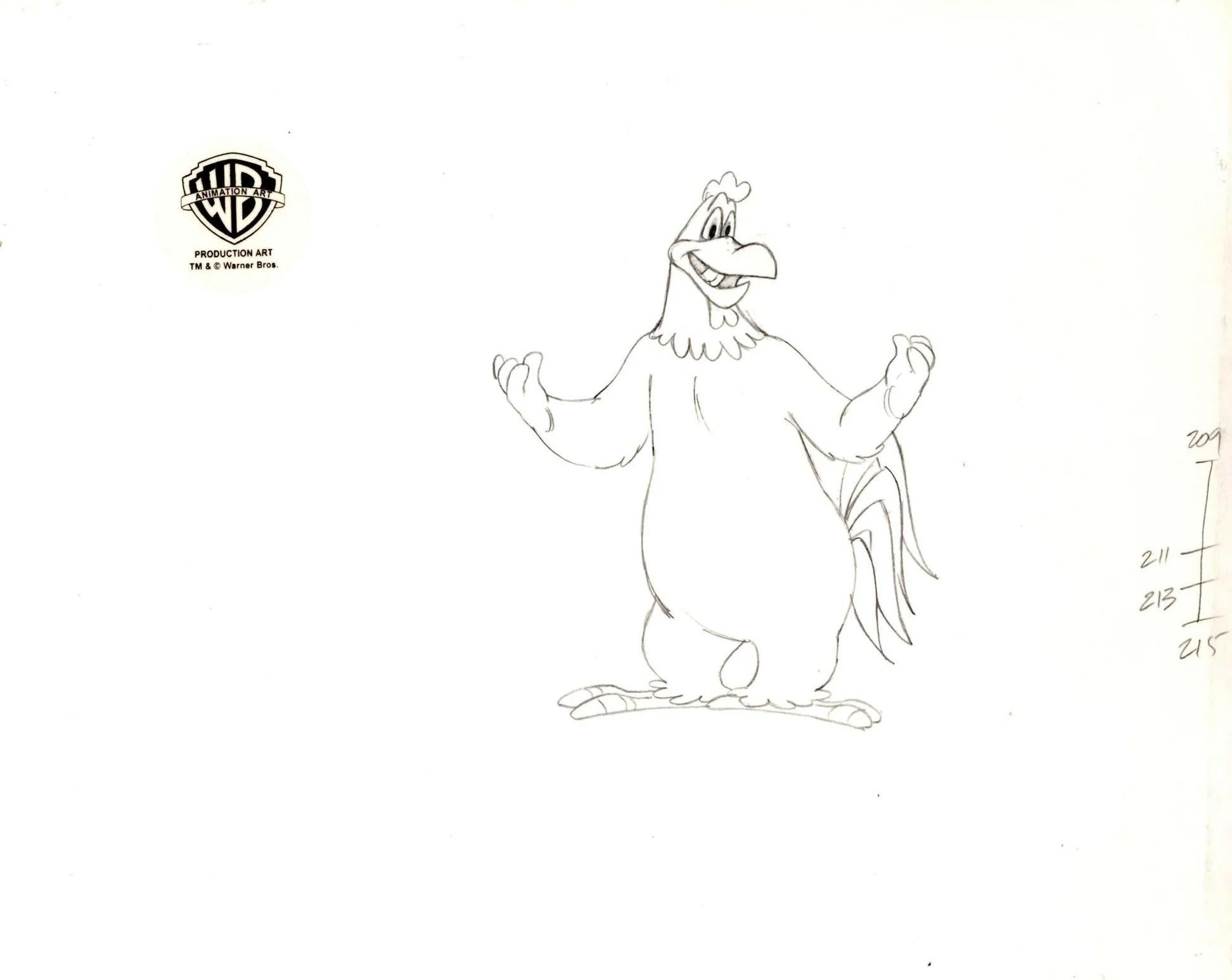 Dessin de production original des Looney Tunes : Foghorn Leghorn - Art de Looney Tunes Studio Artists