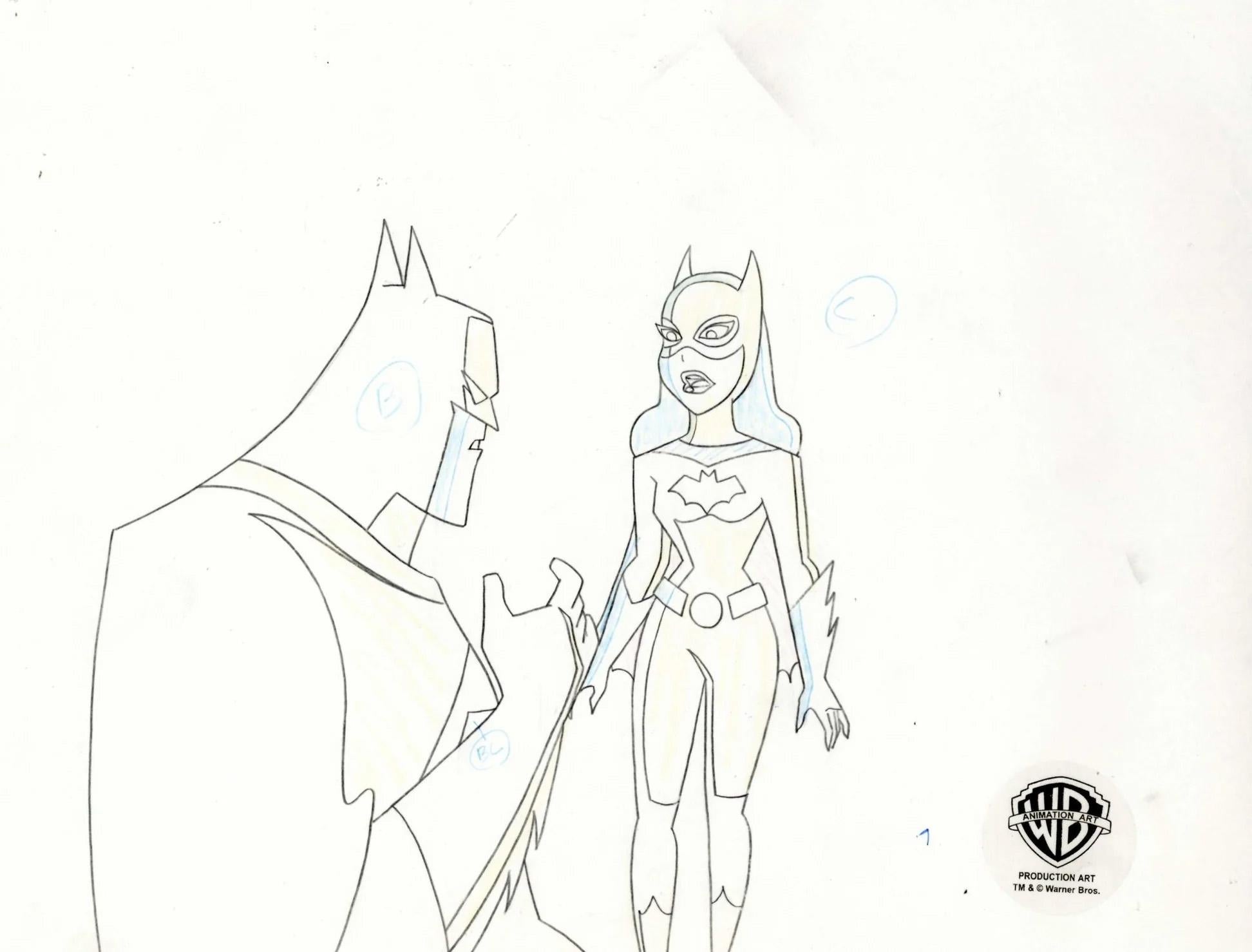 The New Batman Adventures Original Production Drawing: Batman and Batgirl - Art by DC Comics Studio Artists