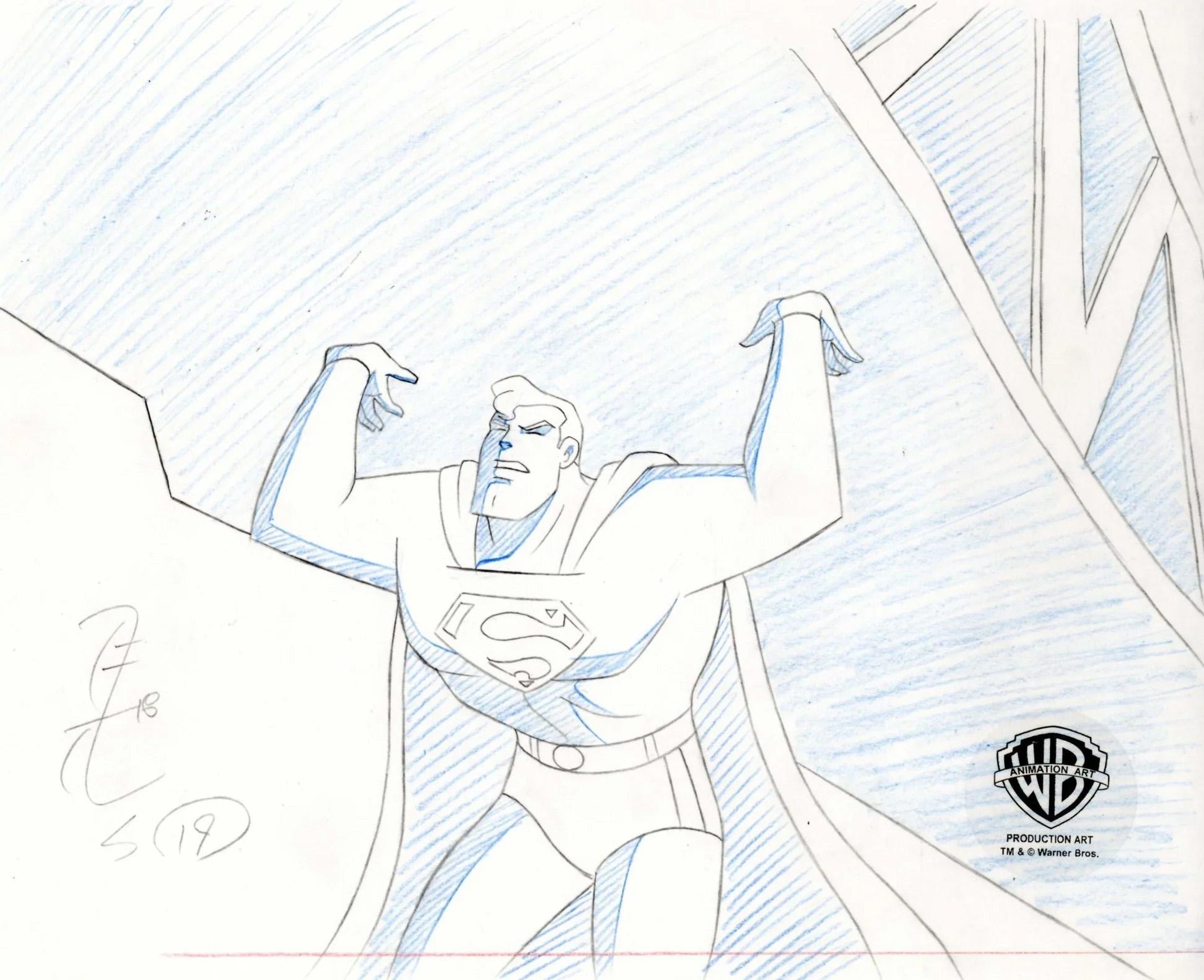 Superman the Animated Series Original Production Drawing: Superman - Art by DC Comics Studio Artists