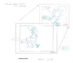 Retro Beetlejuice The Animated Series Original Production Drawing: Beetlejuice & Sun