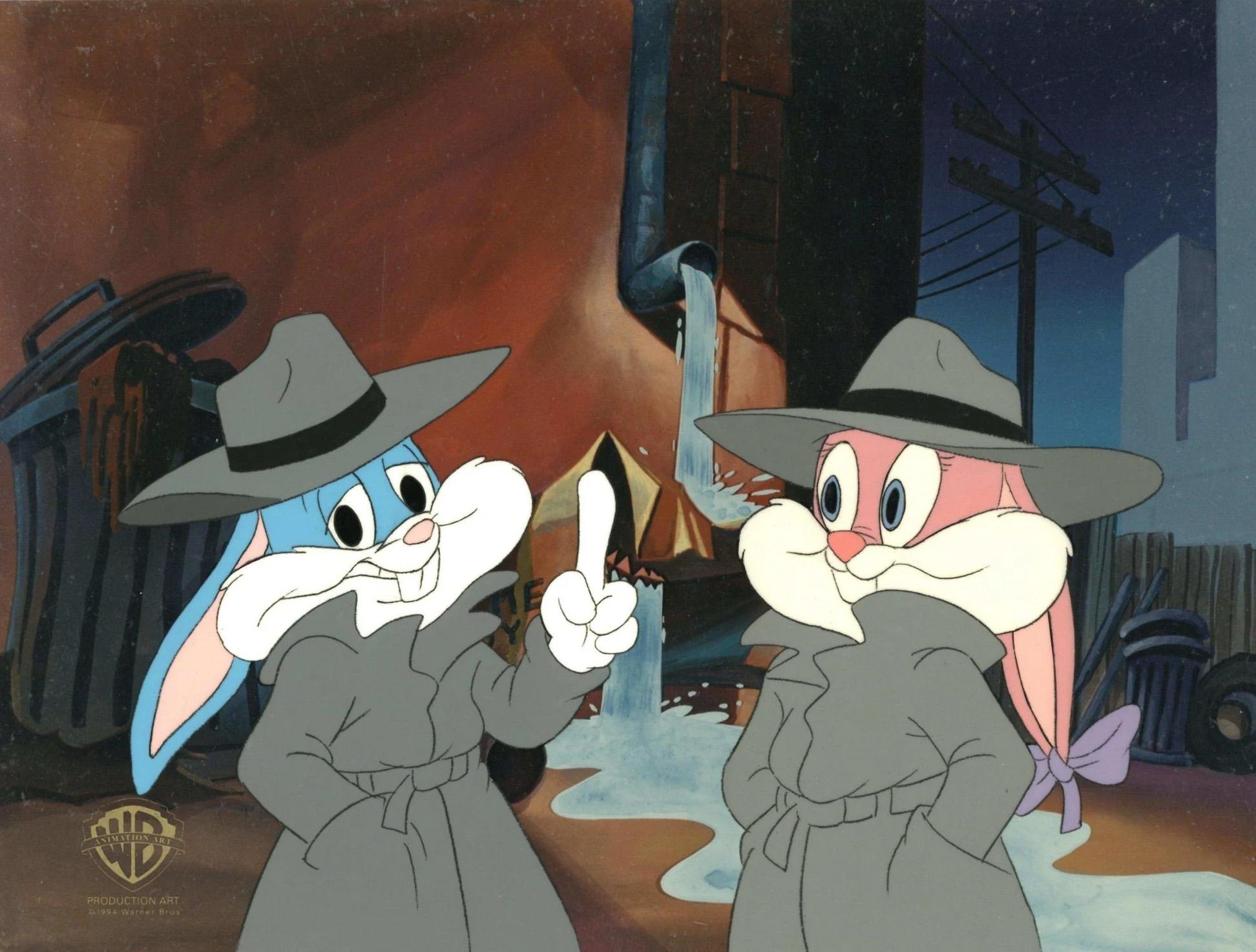 Tiny Toons Original Production Cel: Buster Bunny and Babs Bunny - Art by Warner Bros. Studio Artists