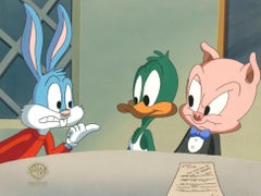 Tiny Toons Original Production Cel: Buster Bunny, Plucky Duck, and Hamton J. Pig