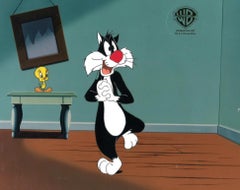 Vintage Looney Tunes Original Production Cel: Sylvester And Tweety Bird