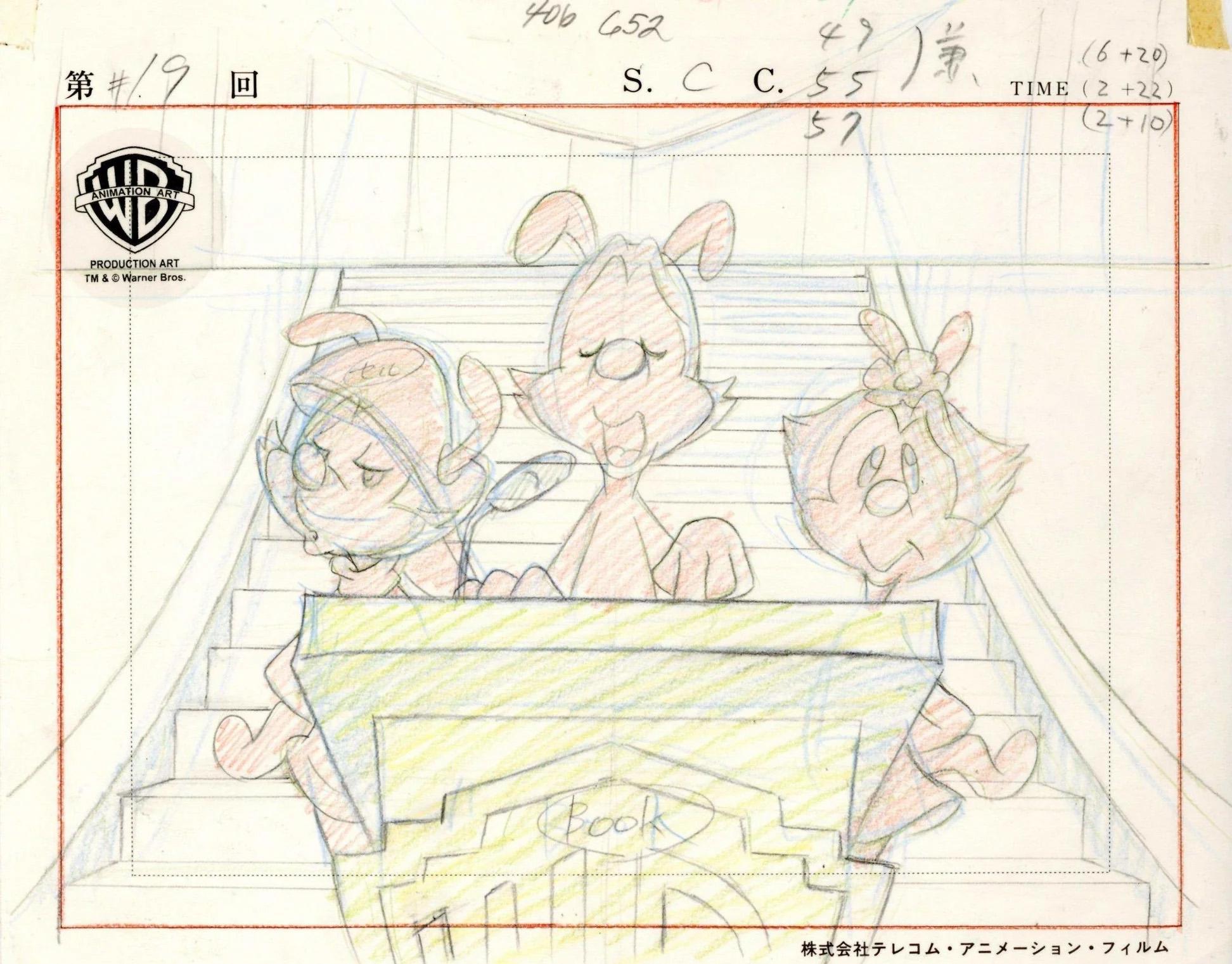 Animaniacs Original Production Drawing: Yakko, Wakko, and Dot - Art by Warner Bros. Studio Artists
