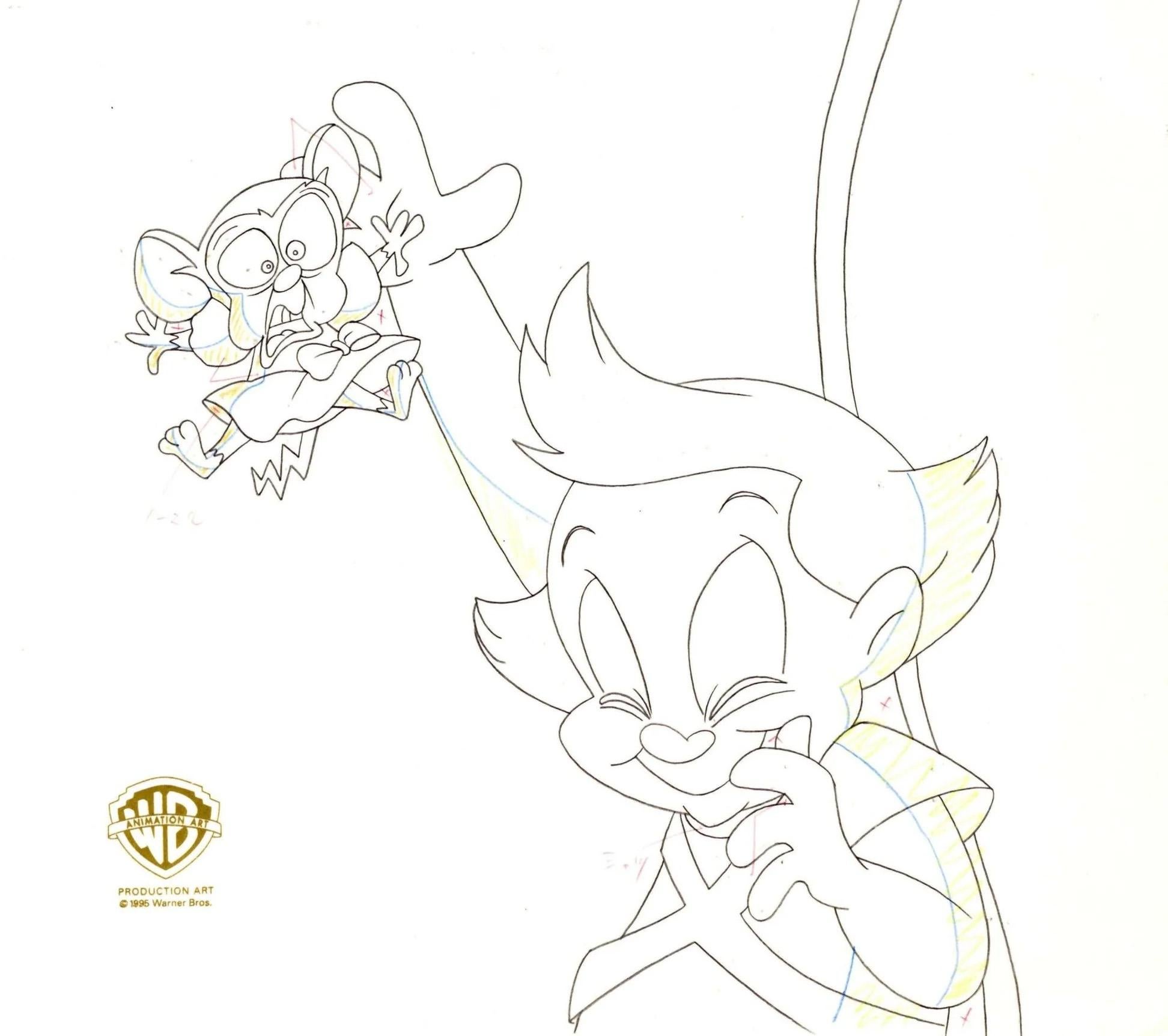 Animaniacs Original Production Drawing: Brain and Mindy - Art by Warner Bros. Studio Artists