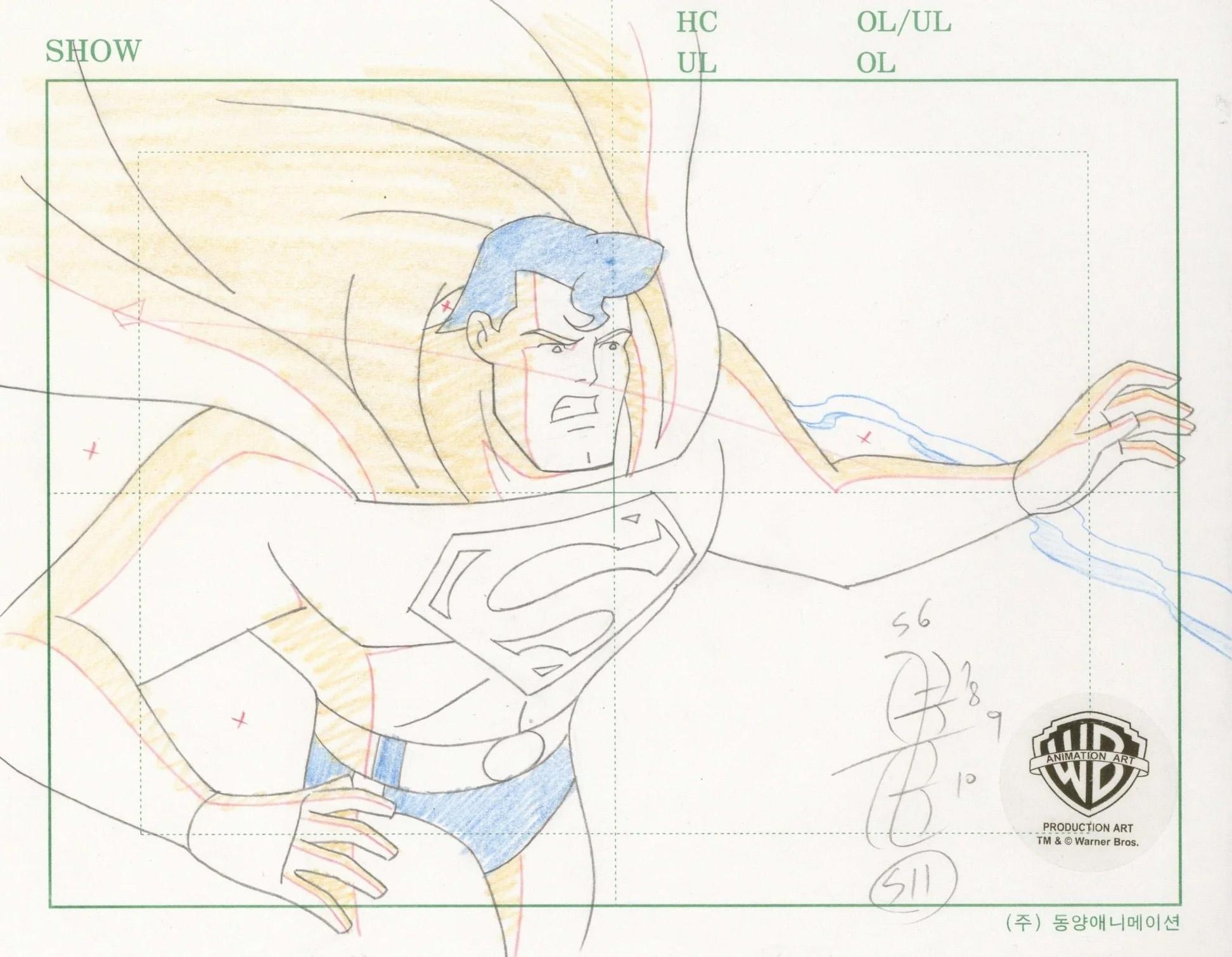 Superman, die animierte Serie, Original-Produktionszeichnung: Superman – Art von DC Comics Studio Artists