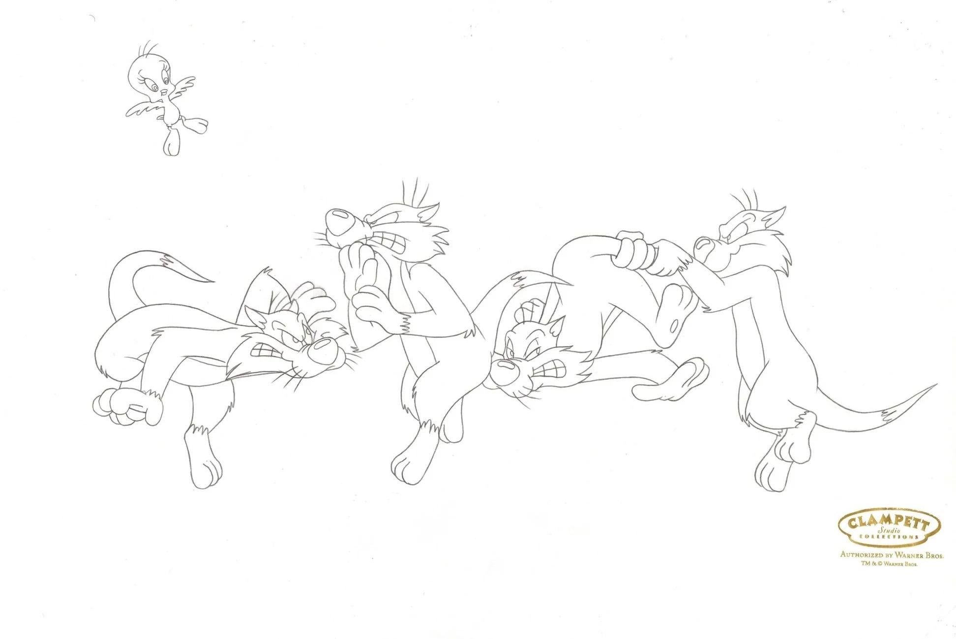 Disegno originale della produzione Looney Tunes: Silvestro e Titti - Art di Looney Tunes Studio Artists