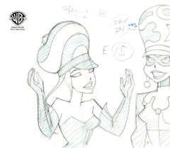 The New Batman Adventures Original Production Drawing: Poison Ivy, Harley Quinn