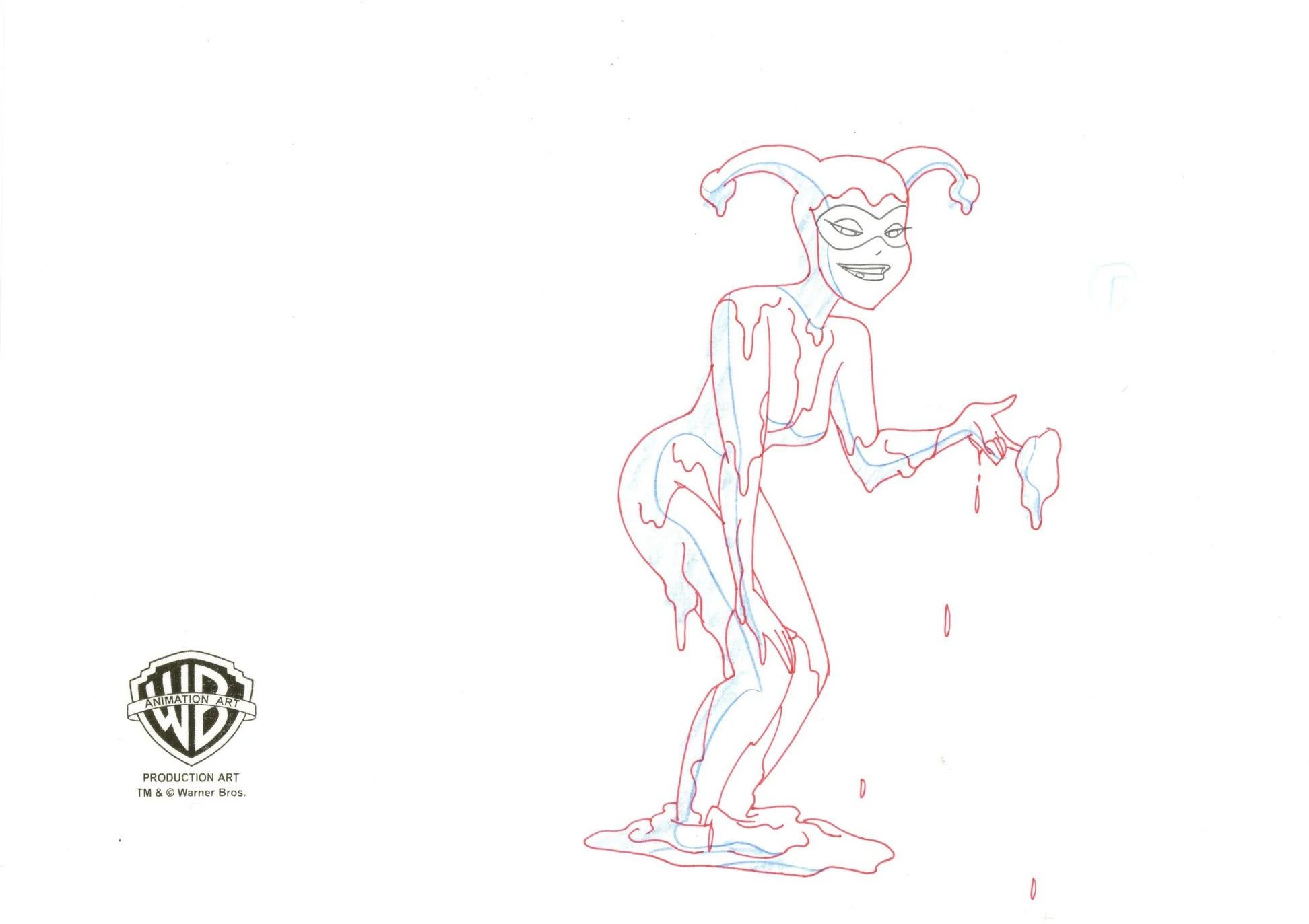 The New Batman Adventures Original Production Cel with Matching Drawing: Harley - Pop Art Art by DC Comics Studio Artists