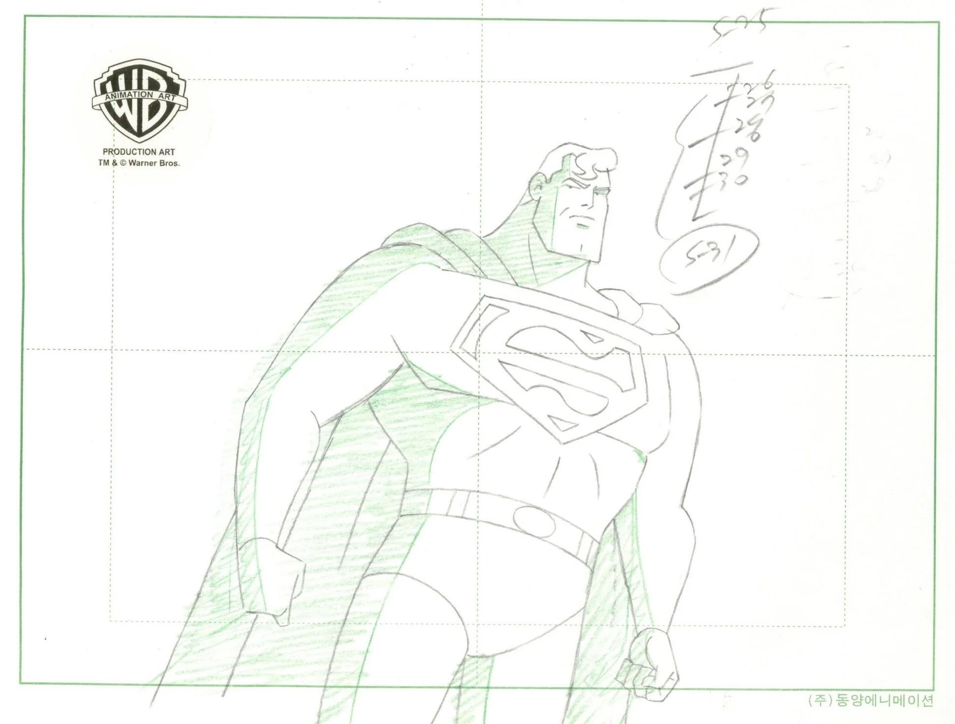 Superman the Animated Series Original Production Layout Drawing: Superman - Art by DC Comics Studio Artists