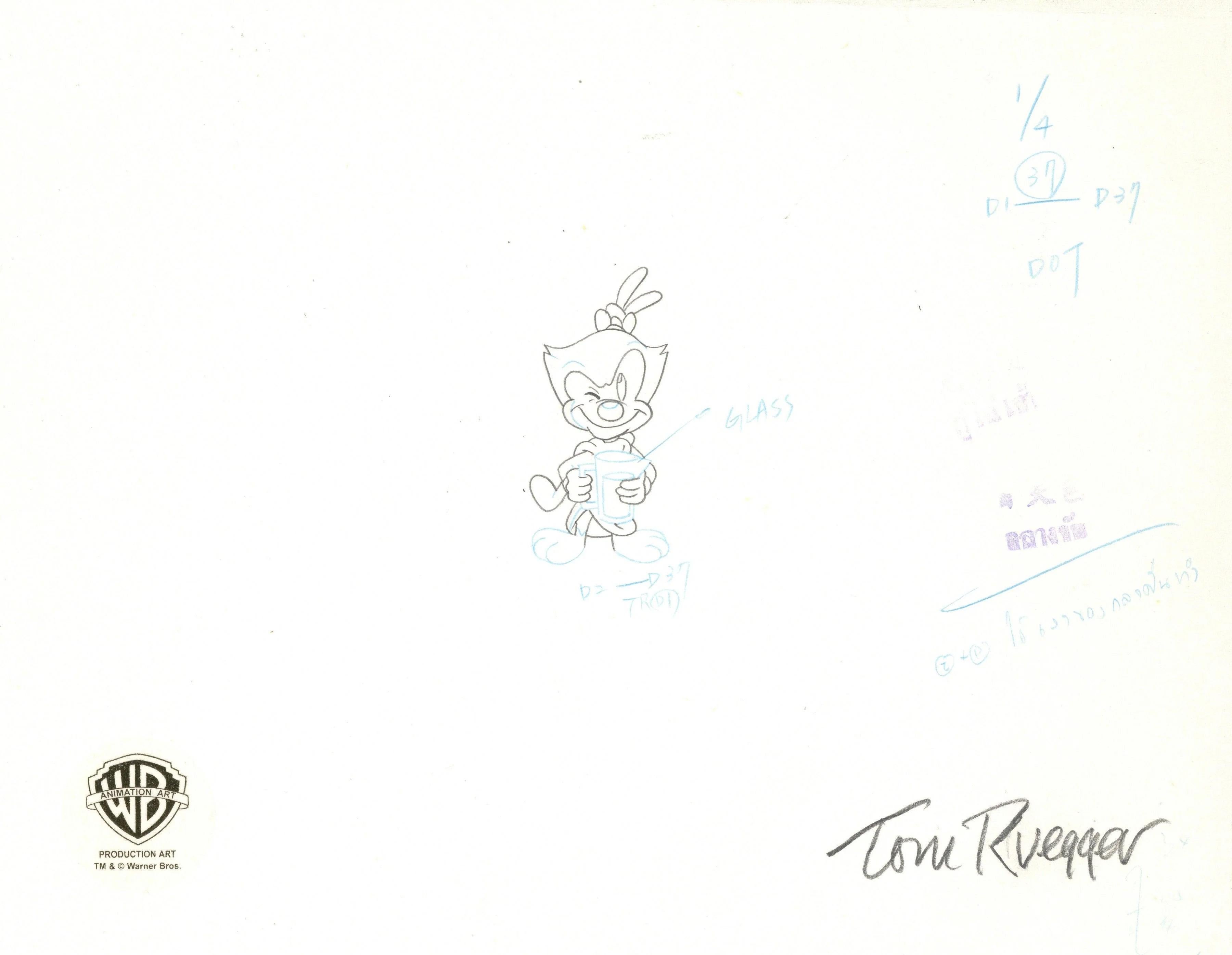 Animaniacs Original Cel & Matching Drawing Signed by Tom Ruegger: Cast  - Pop Art Art by Warner Bros. Studio Artists