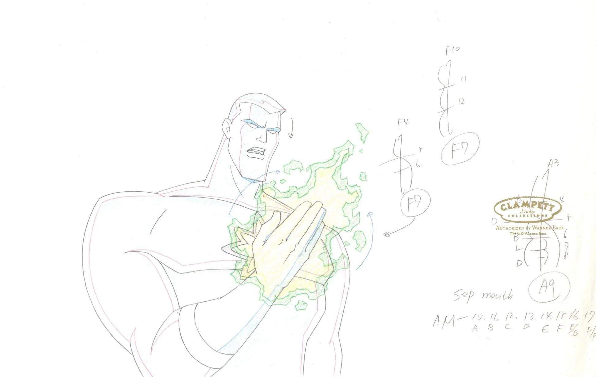 Justice League Unlimited Original Production Drawing: Captain Atom - Art by Warner Bros. Studio Artists