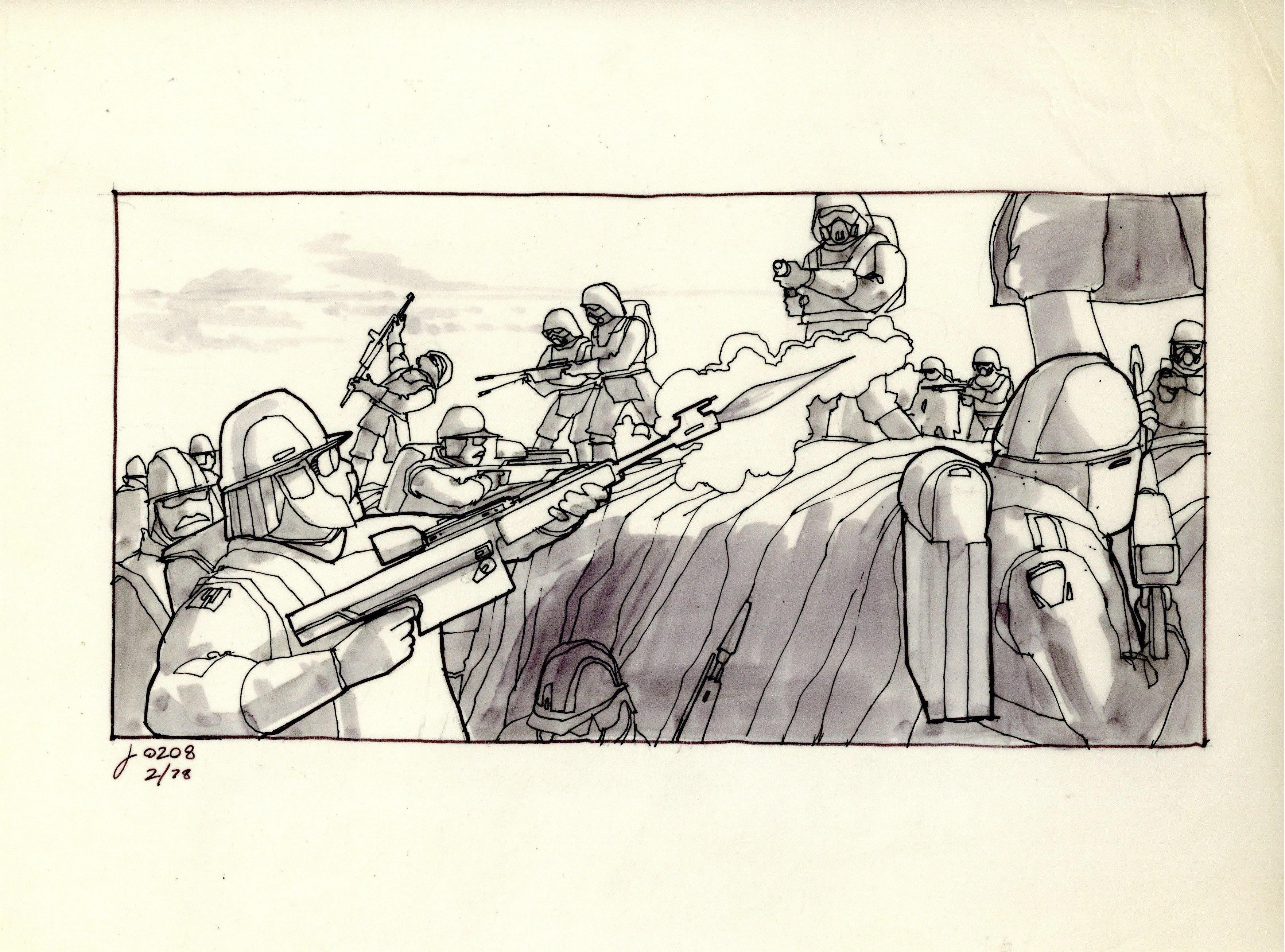 Star Wars - The Empire Strikes Back Storyboard by Joe Johnston: Battle of Hoth - Art by David Russell