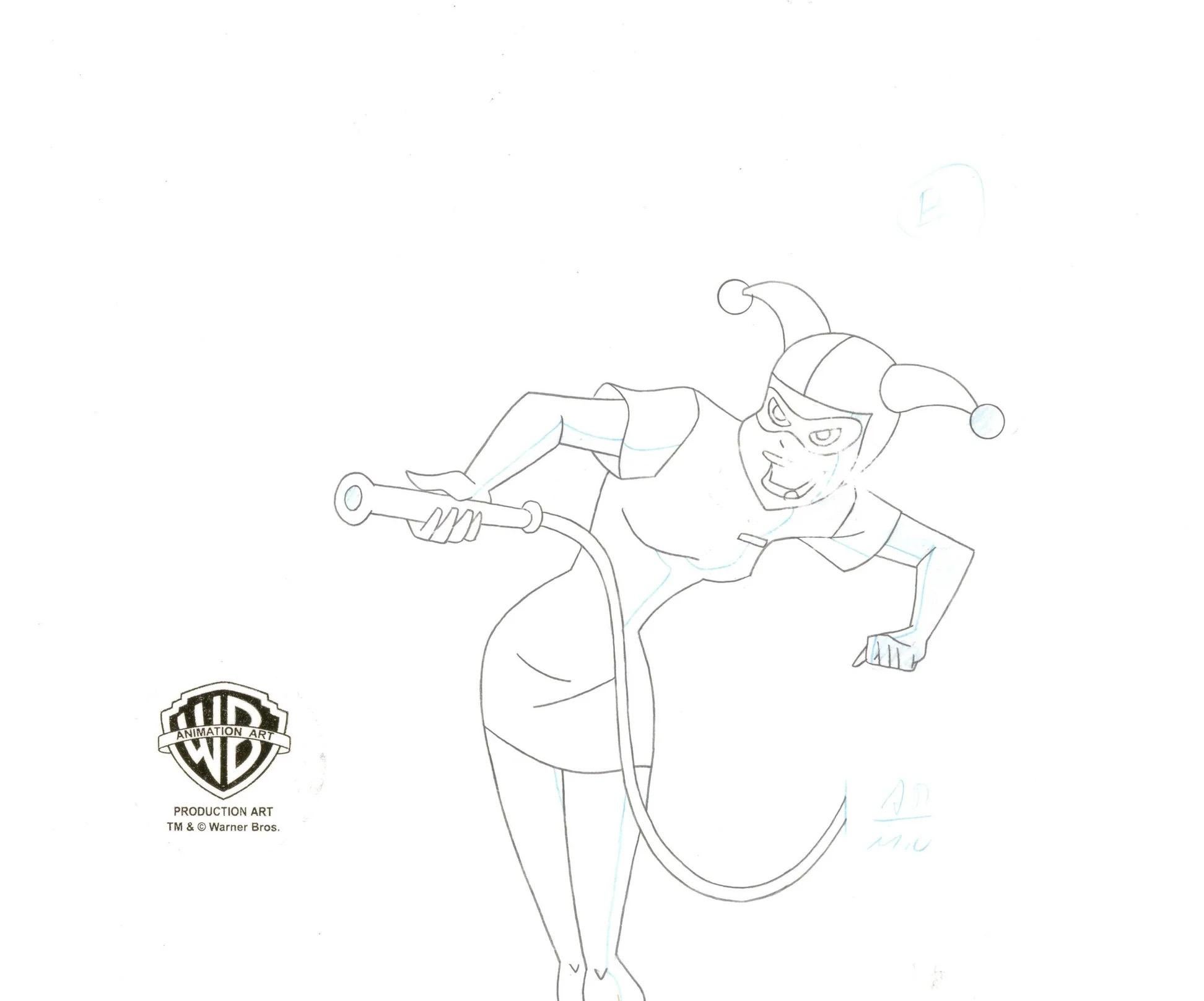 The New Batman Adventures Original Cel & Background w/ Drawing: Harley Quinn - Pop Art Art by DC Comics Studio Artists