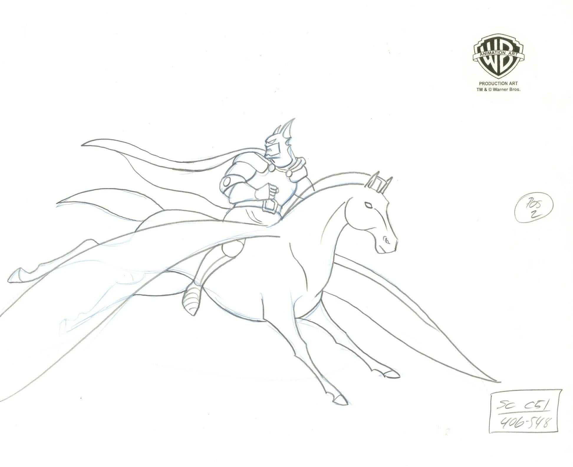 Batman The Animated Series Original Production Drawing: Knight Batman - Art by Warner Bros. Studio Artists
