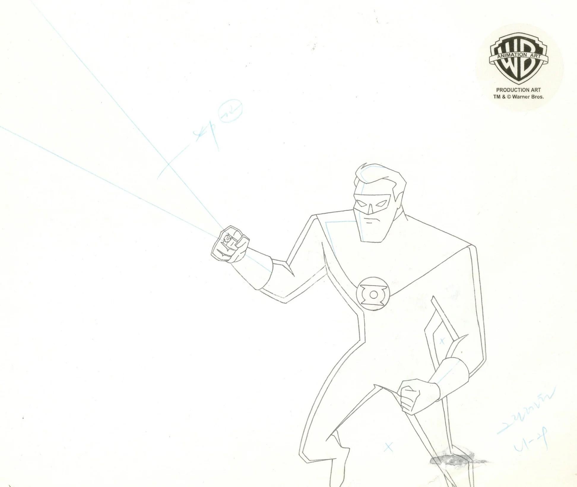 Superman, die animierte Serie Cel mit Zeichnung, signiert von Bruce Timm: Grüne Laterne (Pop-Art), Art, von DC Comics Studio Artists