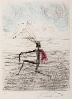 Chevalier à Genou, tiré de Faust, gravé / signé par Salvador Dalí