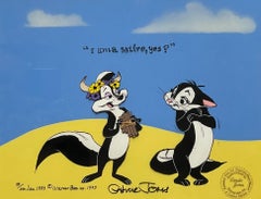 Vintage Looney Tunes Limited Edition Cel Hand-Signed by Chuck Jones: Pepe and Kitty