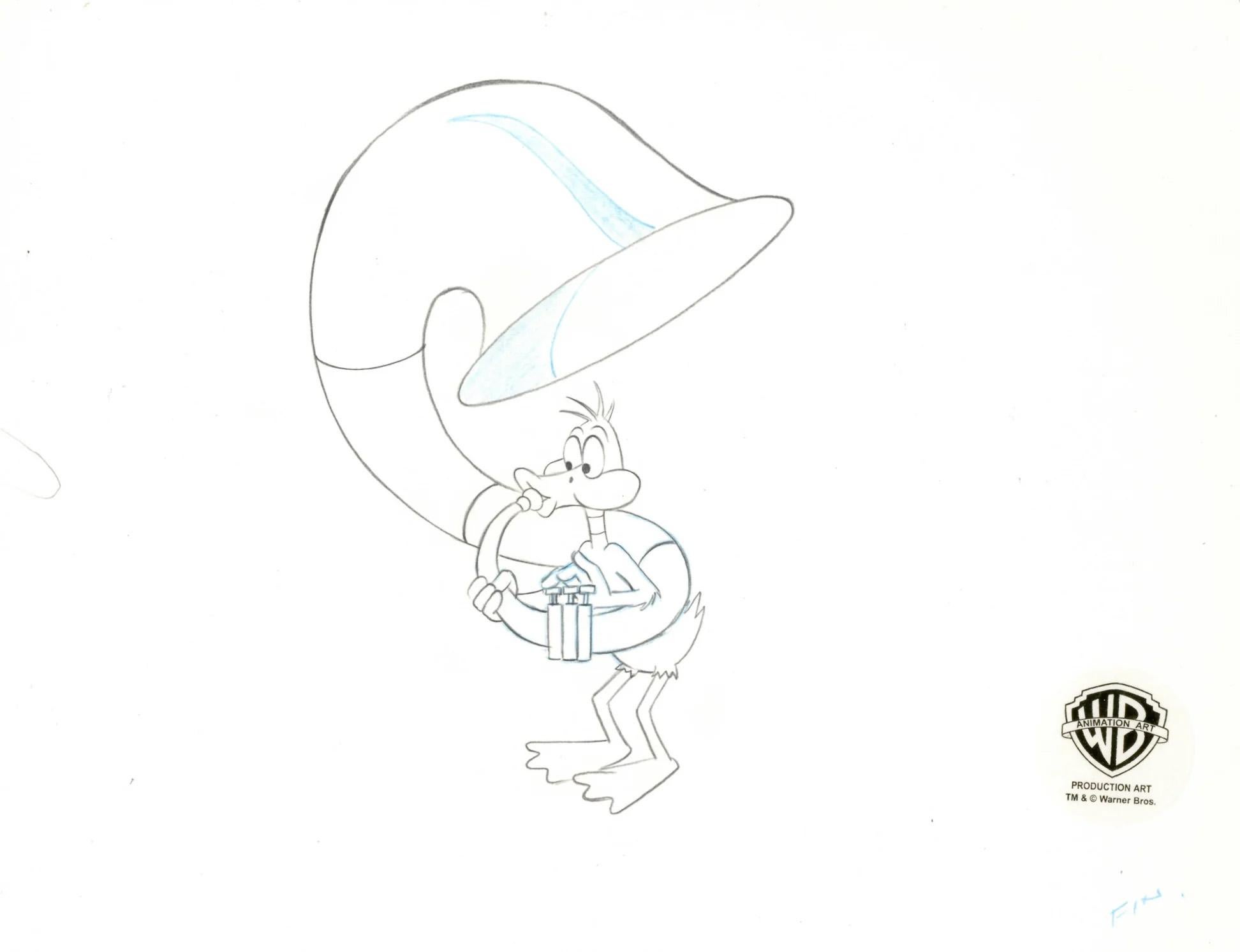 Dibujo original de producción de Looney Tunes: Pato Lucas - Art de Looney Tunes Studio Artists