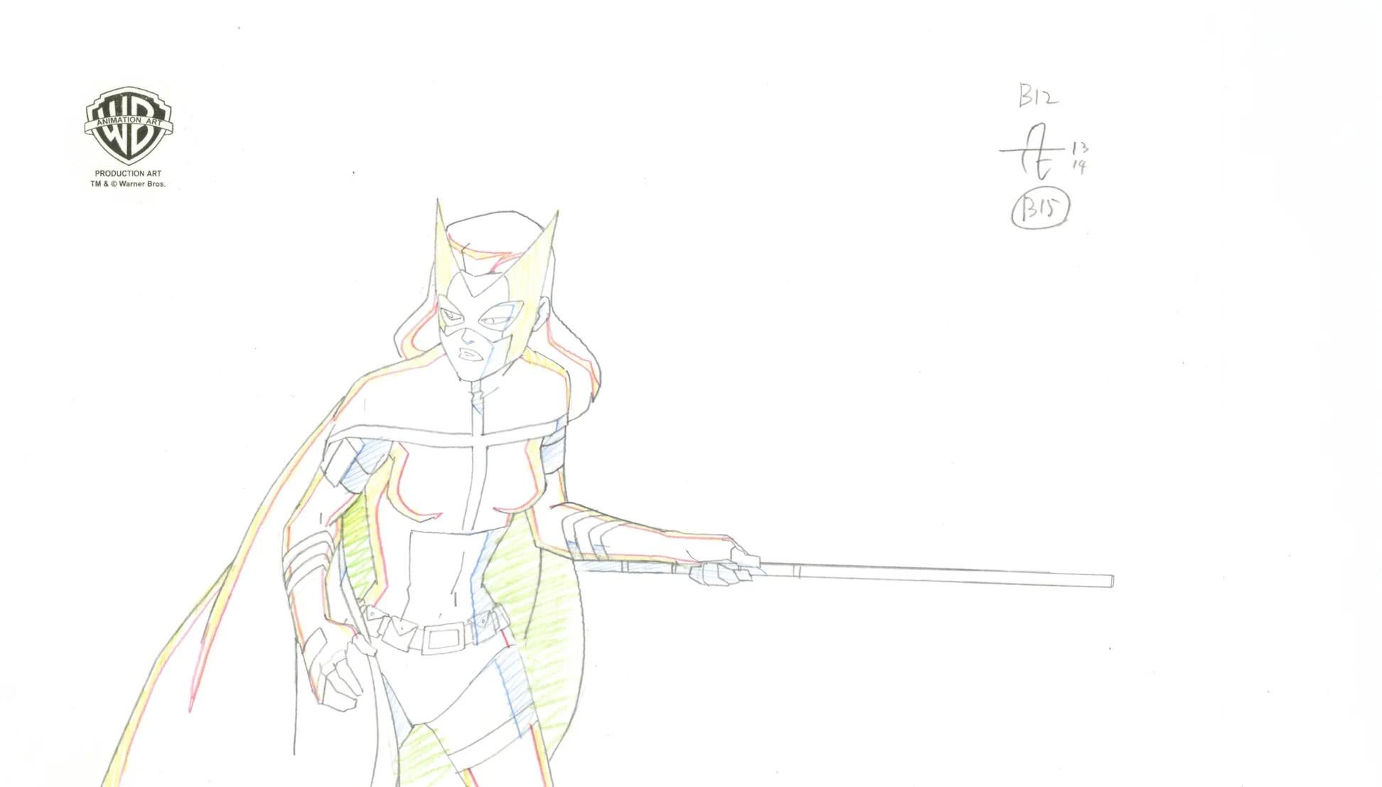 Justice League Unlimited Original Production Drawing: Huntress - Art by Warner Bros. Studio Artists