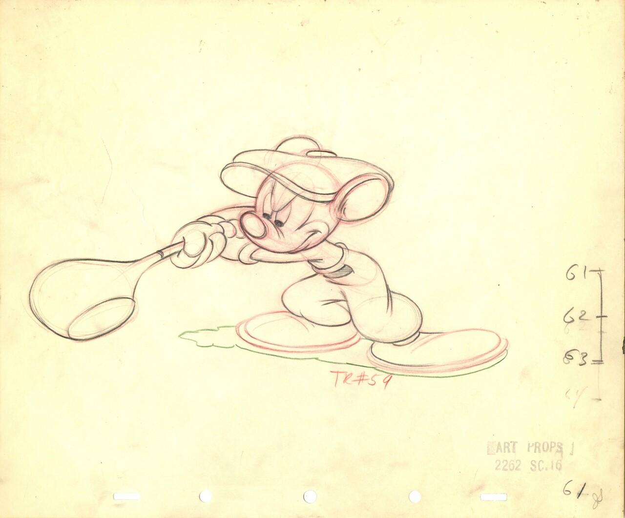 Original-Produktionszeichnung von Mickey Mouse: Kaninchen- Caddy