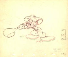 Vintage Mickey Mouse Original Production Drawing: Canine Caddy
