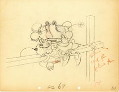 Vintage Touchdown Mickey Original Production Drawing: Mickey Mouse and Minnie Mouse