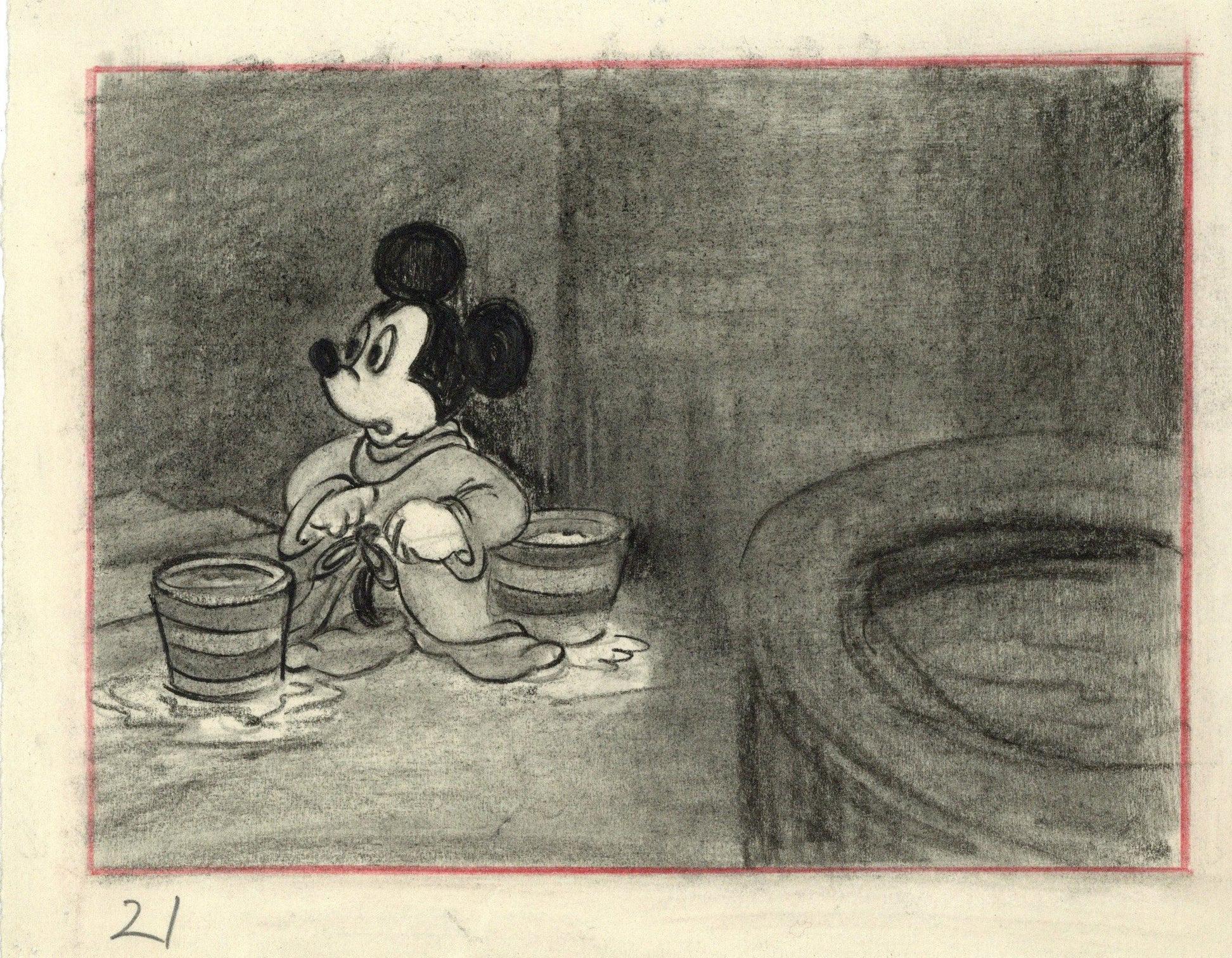 Fantasia Original Storyboard Drawing: Mickey Mouse as the Sorcerer's Apprentice - Art by Walt Disney Studio Artists