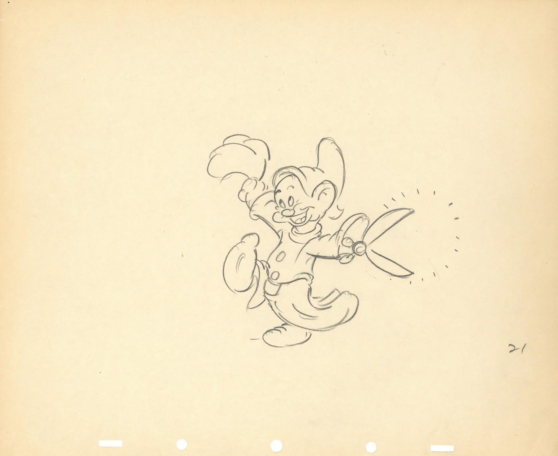 Snow White and the Seven Dwarfs Original Production Drawing: Dopey - Art by Walt Disney Studio Artists