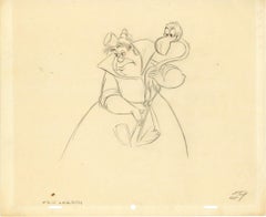 Vintage ERIC LARSON signed Alice in Wonderland Original Drawing: Queen of Hearts