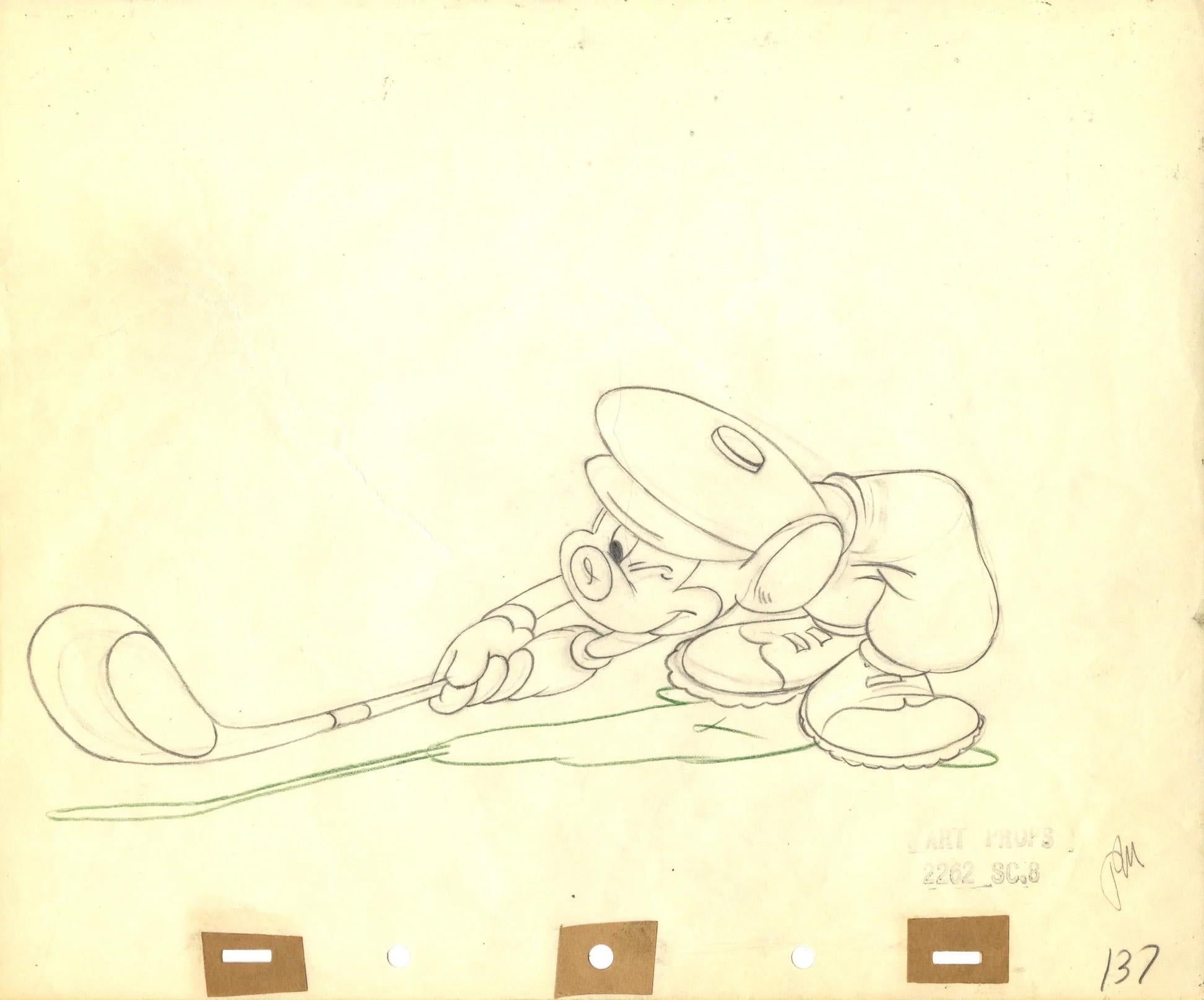 Mickey Mouse Original Production Drawing: Canine Caddy