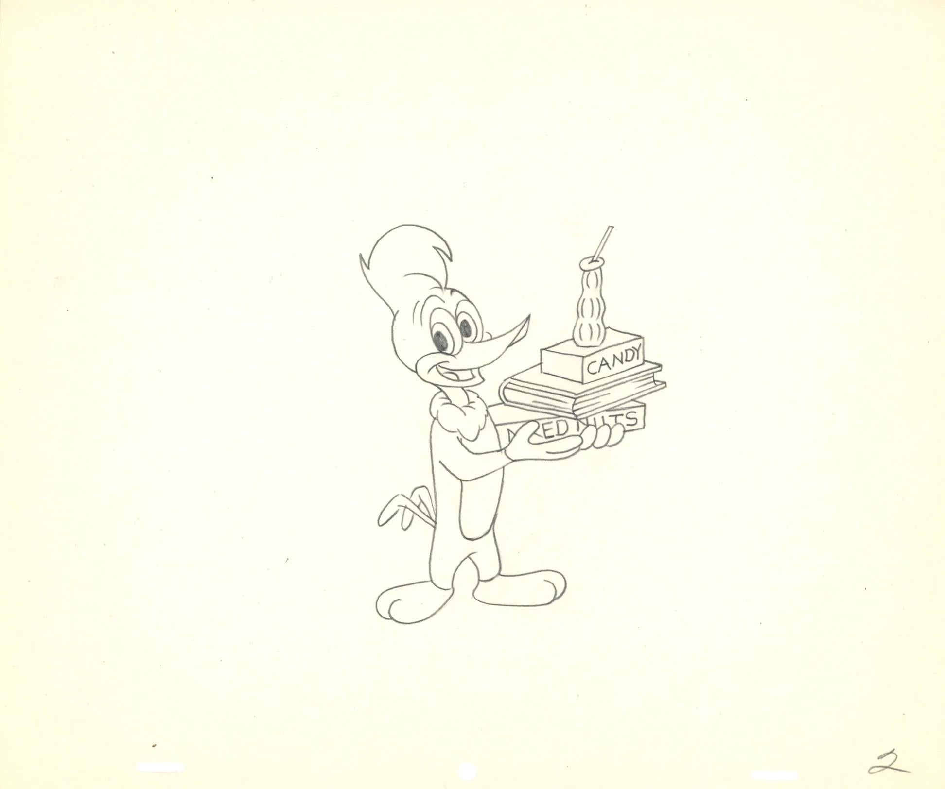 Woody Woodpecker Original Production Drawing and Walter Lantz Signed Check - Art by Walter Lantz Studios