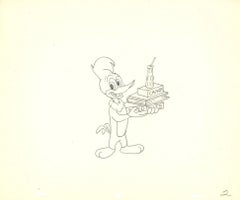 Woody Woodpecker Dessin de production original et chèque signé par Walter Lantz