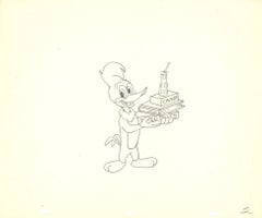 Woody Woodpecker Dibujo original de producción y cheque firmado por Walter Lantz