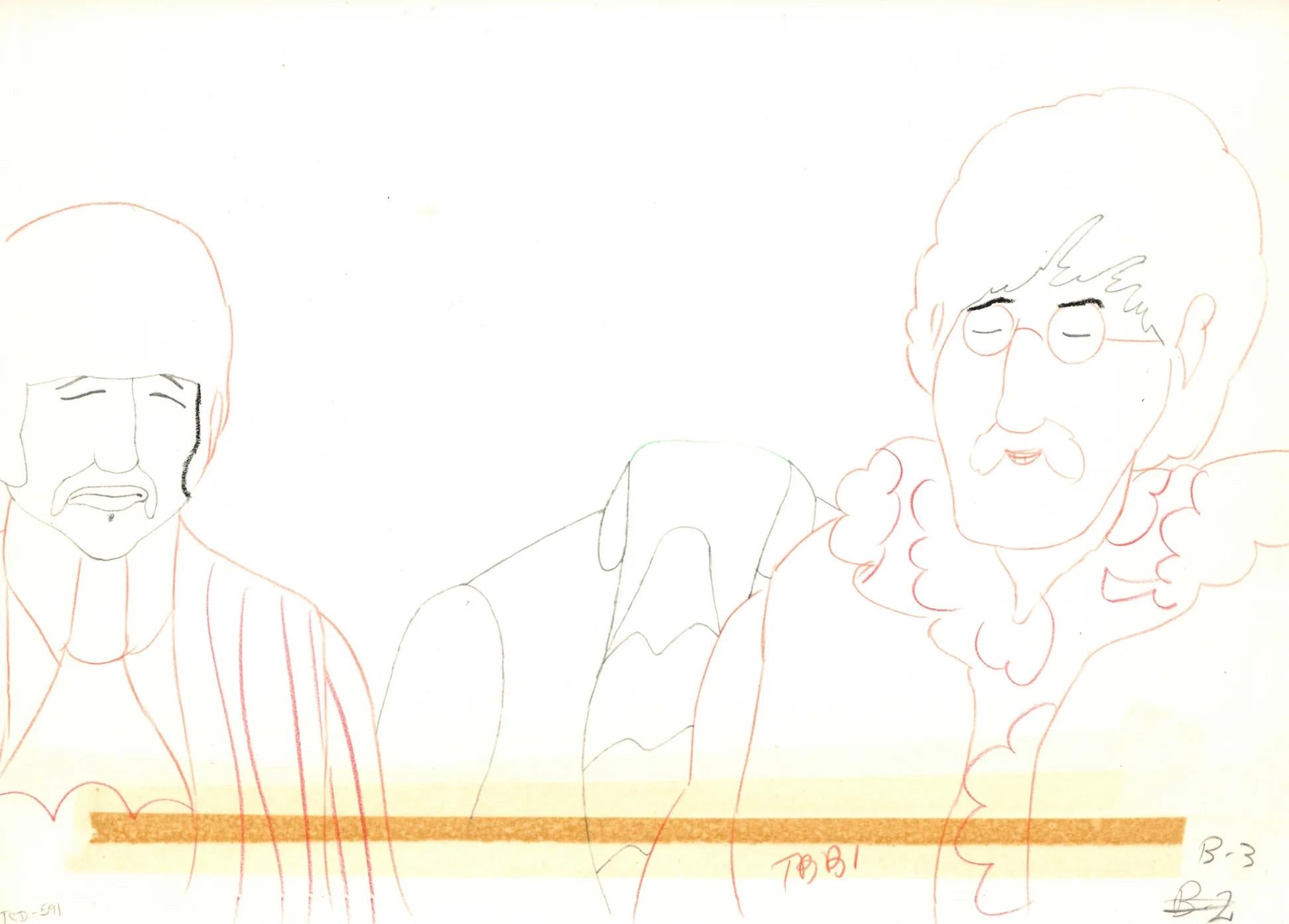 Yellow Submarine Original Production Drawing: John Lennon, Ringo Starr