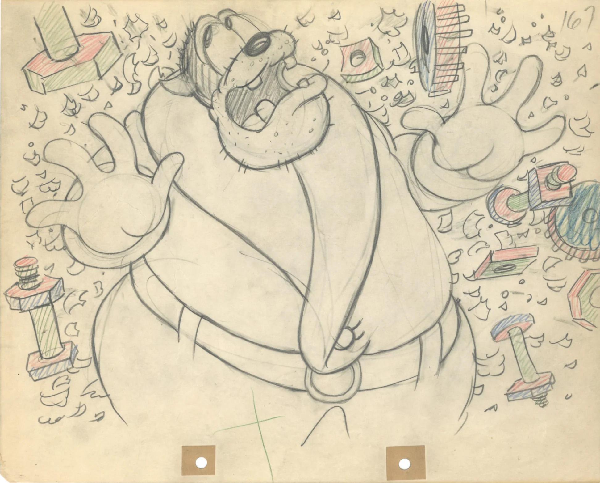 Mickey's Service Station Produktionszeichnungs-Set: Mickey, Goofy, Donald & Pete  (Pop-Art), Art, von Walt Disney Studio Artists