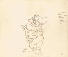 Vintage Snow White and the Seven Dwarfs Original Production Drawing: Doc